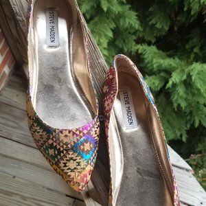 Steve Madden Haanna Cork Flats with Rainbow Southwest Print - Women's 8.5